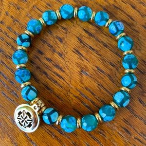 Teal Rustic Cuff bracelet with gold accents (NWOT)